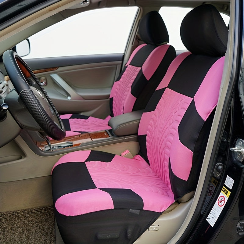 Car Seat Covers, Polyester Full Set Universal Seat Protector Decoration Thick Foam (1bag Of Metal Hooks Put In One Of The Headrest Covers）