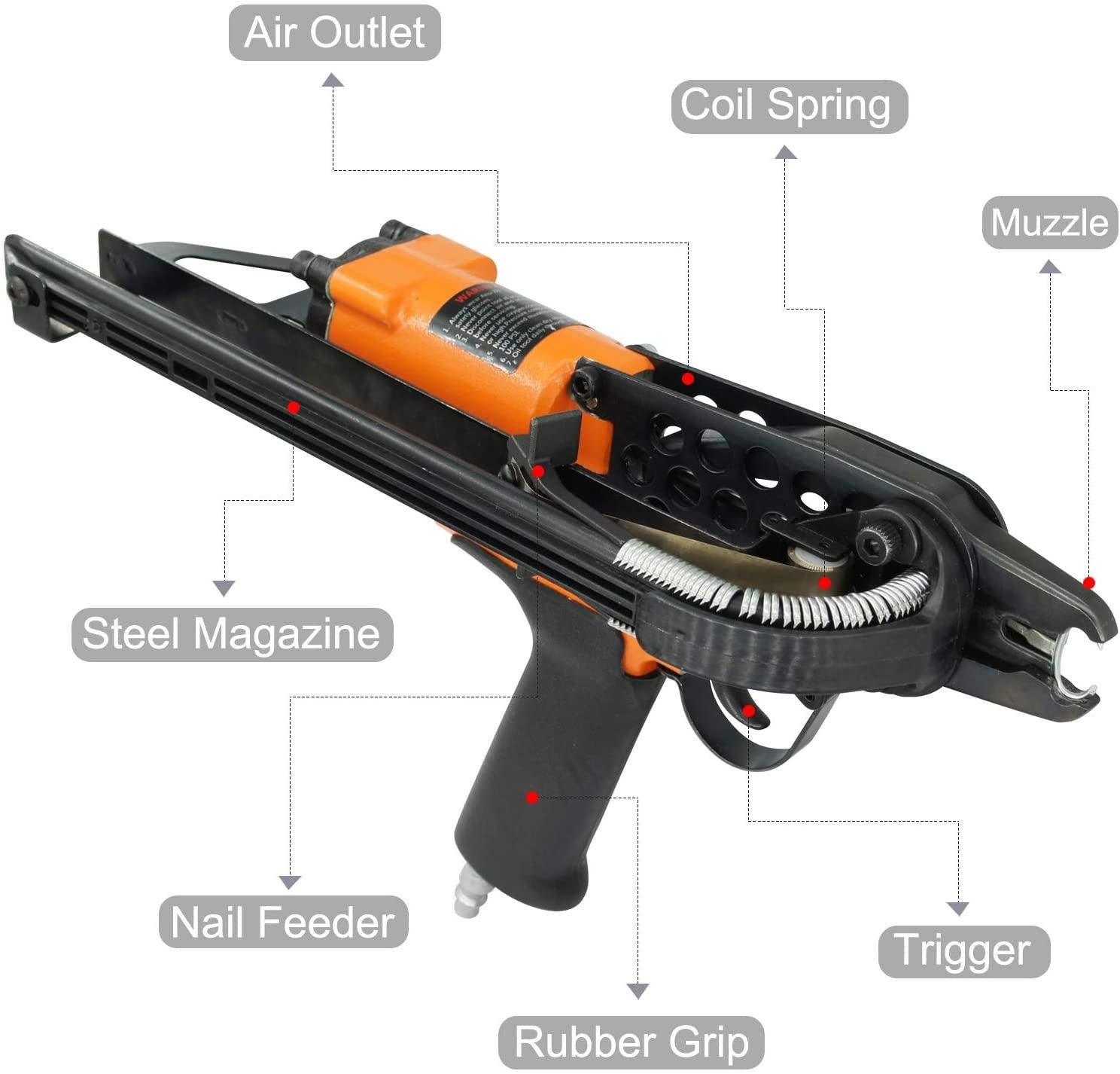 Kamsin K-SC7C 15 GauPneumatic C Ring Gun, 3/4-Inch 4.8mm Closure Diameter Hog Ring Staples, Automatic Hog Ring Plier, Hog Ring Tool for Fencing (K-SC7C C Ring Gun)