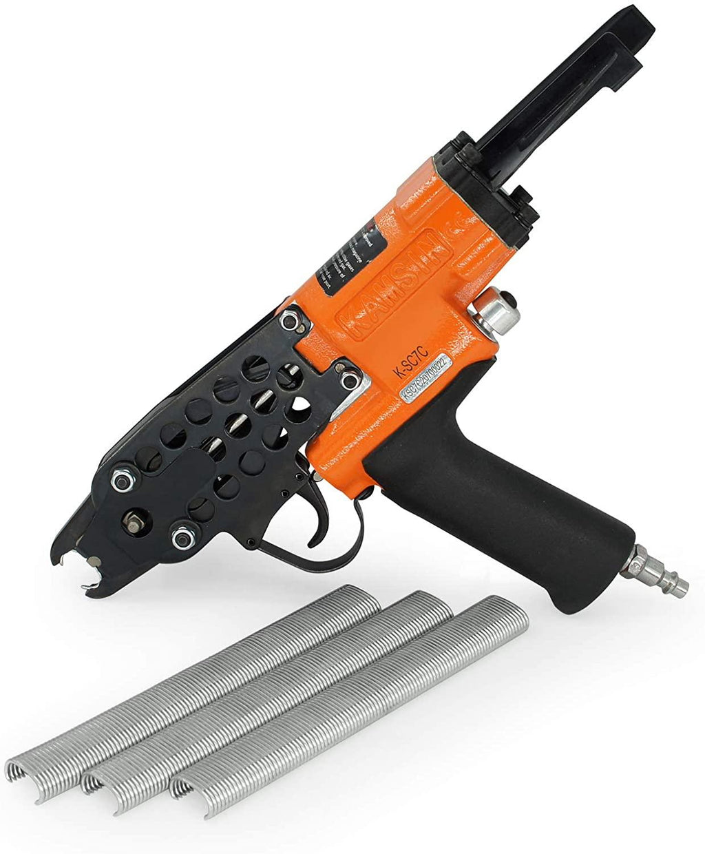Kamsin K-SC7C 15 GauPneumatic C Ring Gun, 3/4-Inch 4.8mm Closure Diameter Hog Ring Staples, Automatic Hog Ring Plier, Hog Ring Tool for Fencing (K-SC7C C Ring Gun)