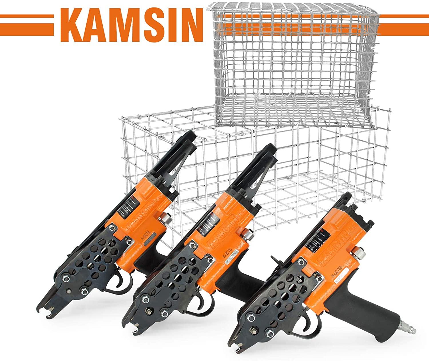 Kamsin K-SC7C 15 GauPneumatic C Ring Gun, 3/4-Inch 4.8mm Closure Diameter Hog Ring Staples, Automatic Hog Ring Plier, Hog Ring Tool for Fencing (K-SC7C C Ring Gun)