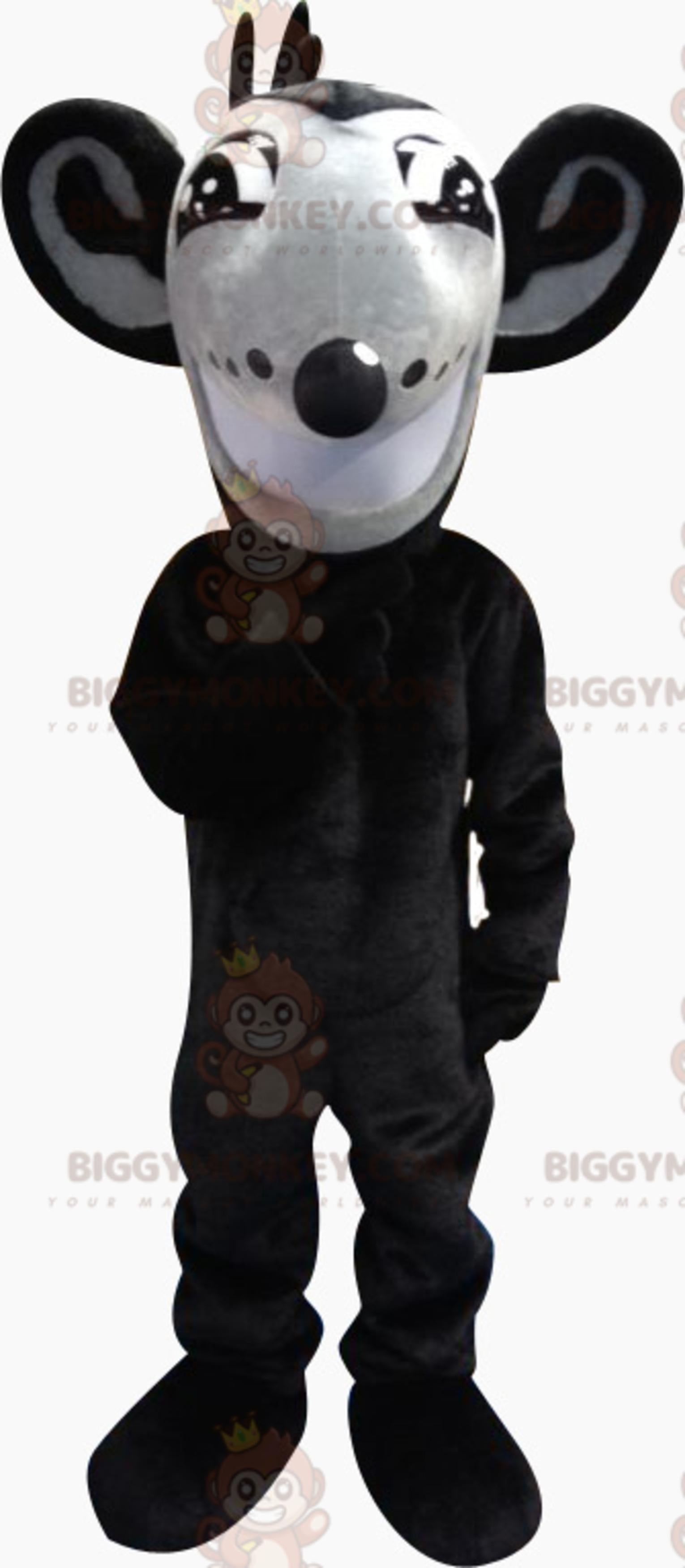 BIGGYMONKEYMascot Costume Gray and Black Rat with Big Ears