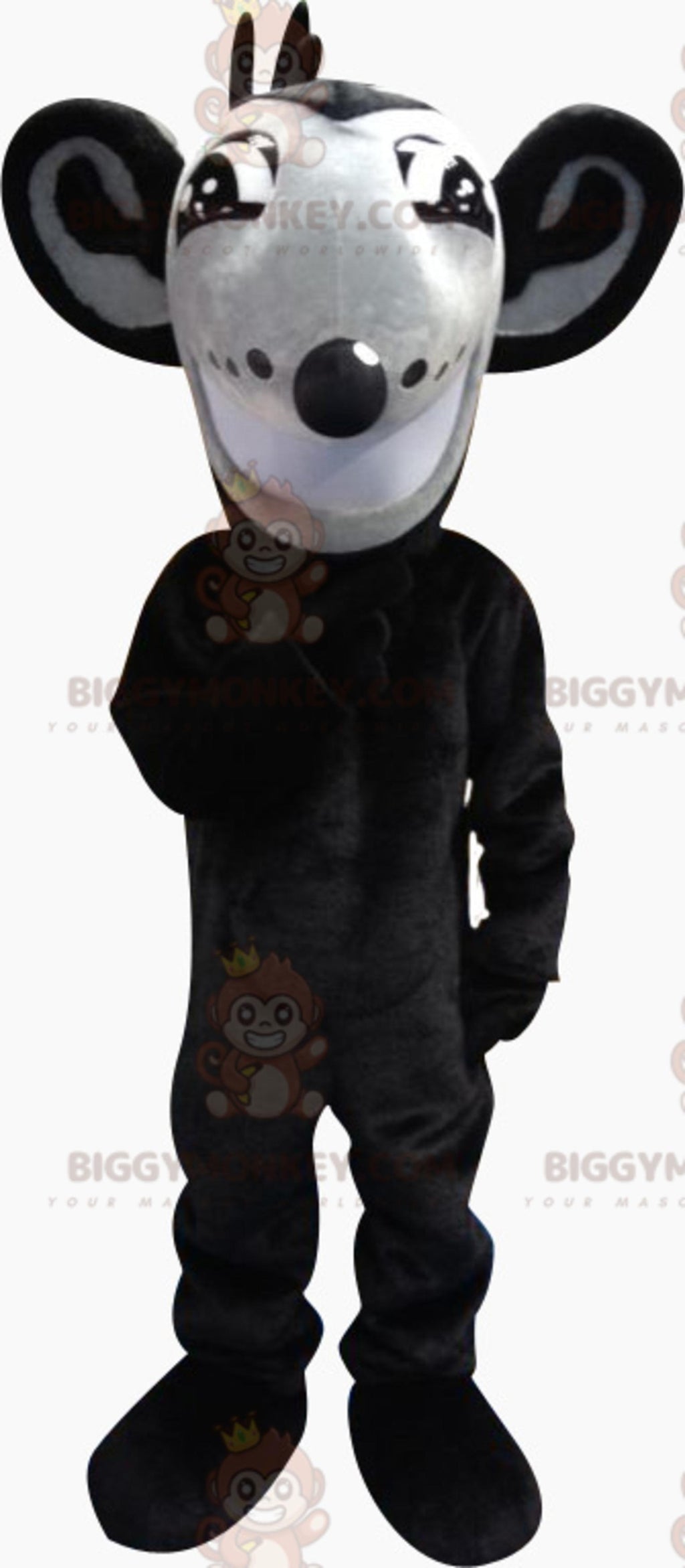 BIGGYMONKEYMascot Costume Gray and Black Rat with Big Ears