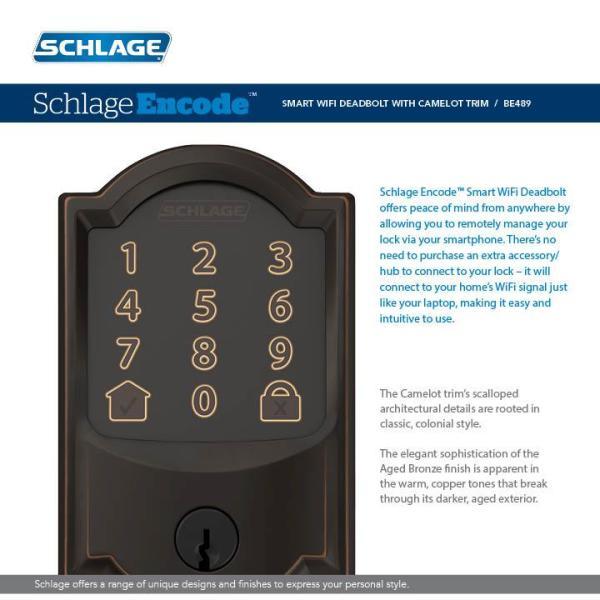 Camelot Encode Smart Wifi Door Lock with Alarm in Aged Bronze