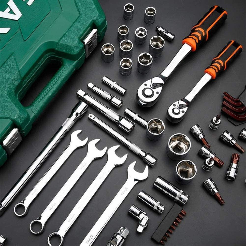 Sturdy 46Pcs Professional Spanner Socket Set 1/4inch Screwdriver Ratchet Wrench Set Kit Car Repair Tools Combination Hand Tool Set Universal Hand Tools Drill Safety