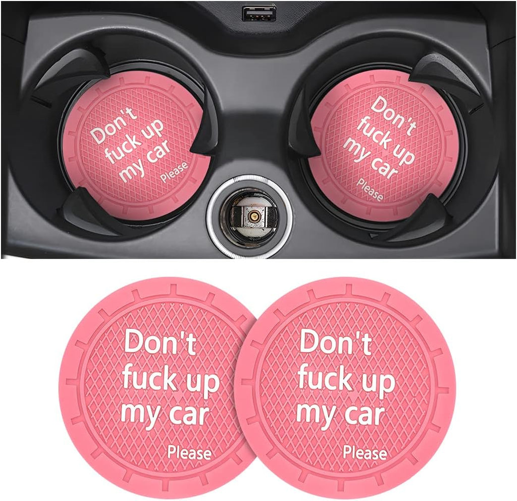 8sanlione 2 Pack Car Cup Holder Coasters, 2.75 Inch Non-Slip PVC Insert Cup Coaster, Anti-Scratch Auto Cup Mats for Women Men, Vehicle Interior Accessories Universal for Car, SUV, Truck (D Pink/2PCS)