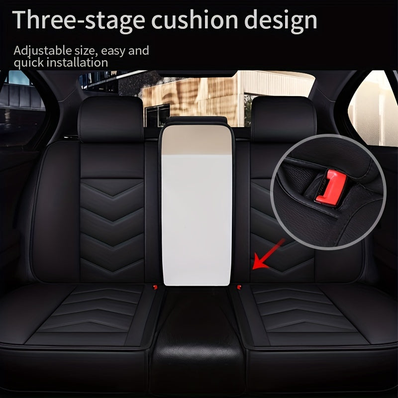 PU Leather Full Car Seat Covers Universal Fit Most Cars Four Seasons Car Seat Protector Waterproof Premium Textured Seat Cushion