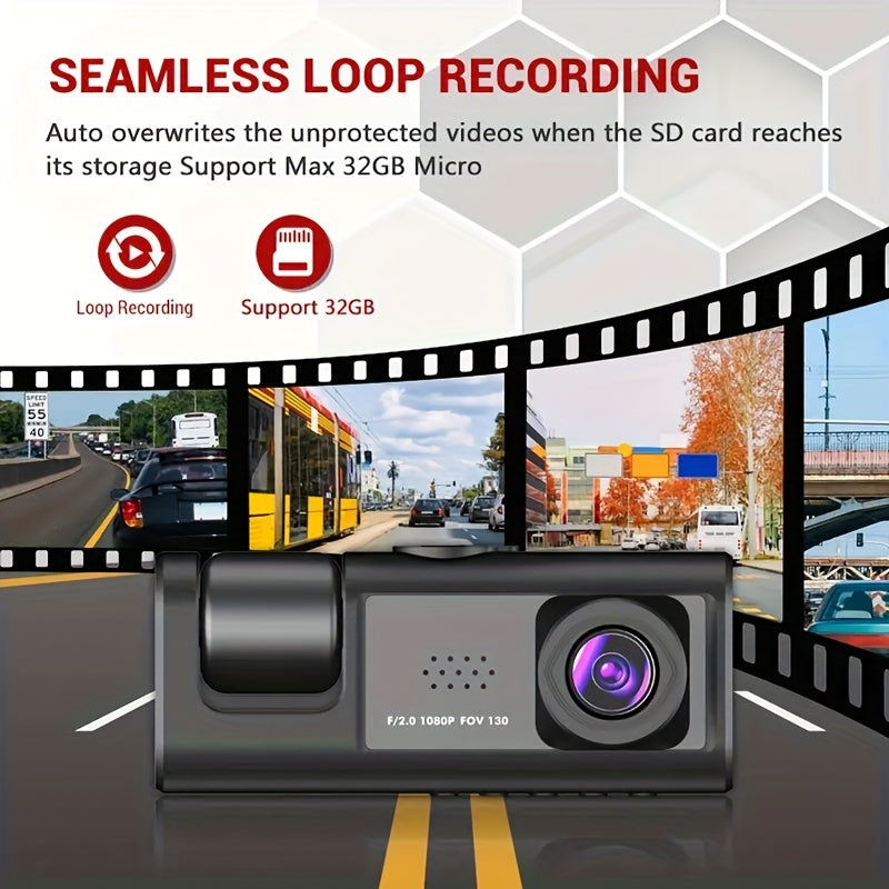 3 Channel Dash Cam For Car Camera 1080P Video Recorder Dashcam Black Box Dual Lens Inside Car DVR Rear View Camera Car Accessory