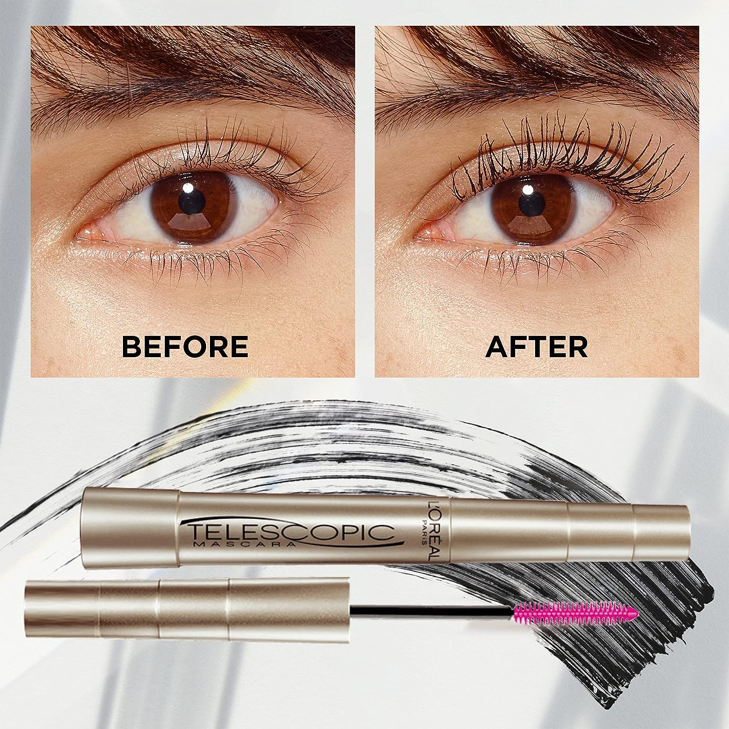 L’Oréal Paris Makeup Telescopic Original Lengthening Mascara, Blackest Black, 0.27 Fl Oz (1 Count)