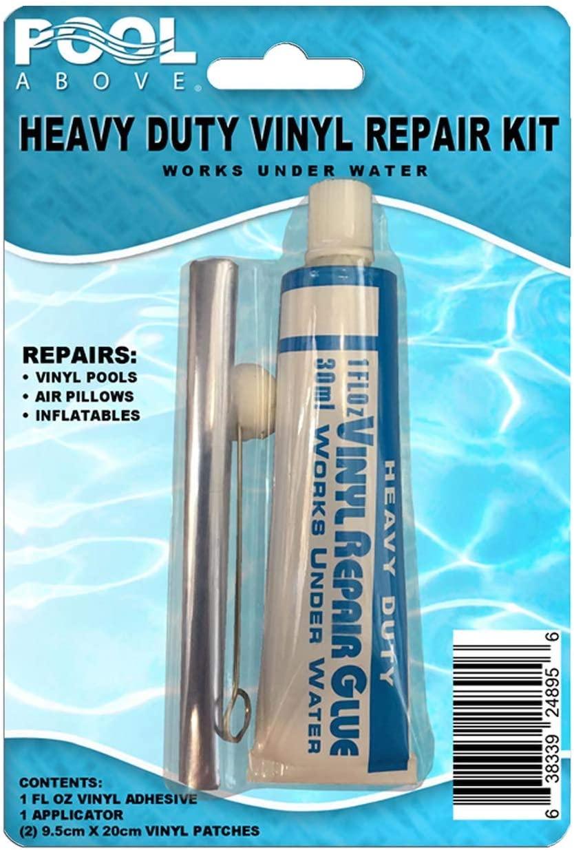 heavy duty vinyl repair patch kit for above-ground pool liner repair; glue and patch inflatables; boat; raft; kayak; air beds; inflatable mattress repair (light grey)