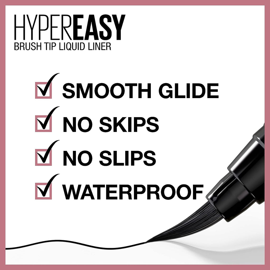Maybelline Lash Sensational Sky High Washable Mascara + Hyper Easy Liquid Eyeliner Makeup Bundle, Includes 1 Mascara in Blackest Black and 1 Eyeliner in Pitch Black
