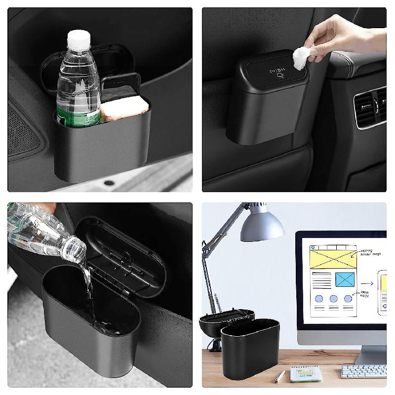 Leak-Proof Mini Car Trash Can with Lid &amp; 2 Packs of 70 GarbaBags - The Perfect Car Accessory!