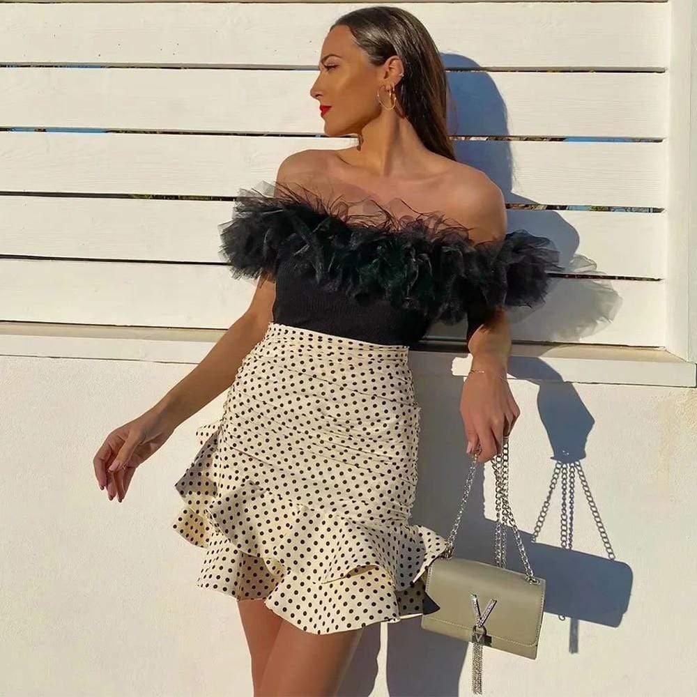ruffled high-waisted mini skirt