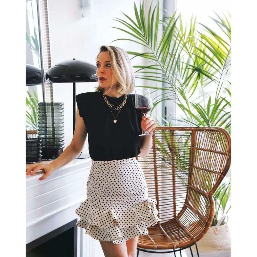 ruffled high-waisted mini skirt