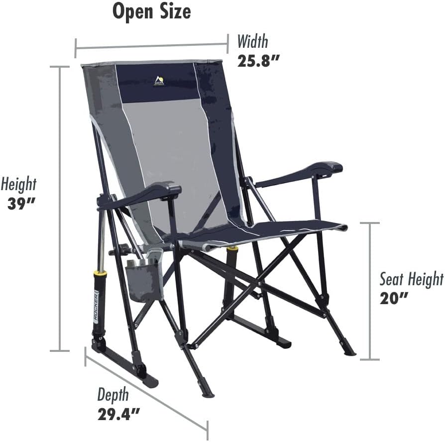 GCI Outdoor Roadtrip Rocker Collapsible Rocking Chair &amp; Outdoor Camping Chair