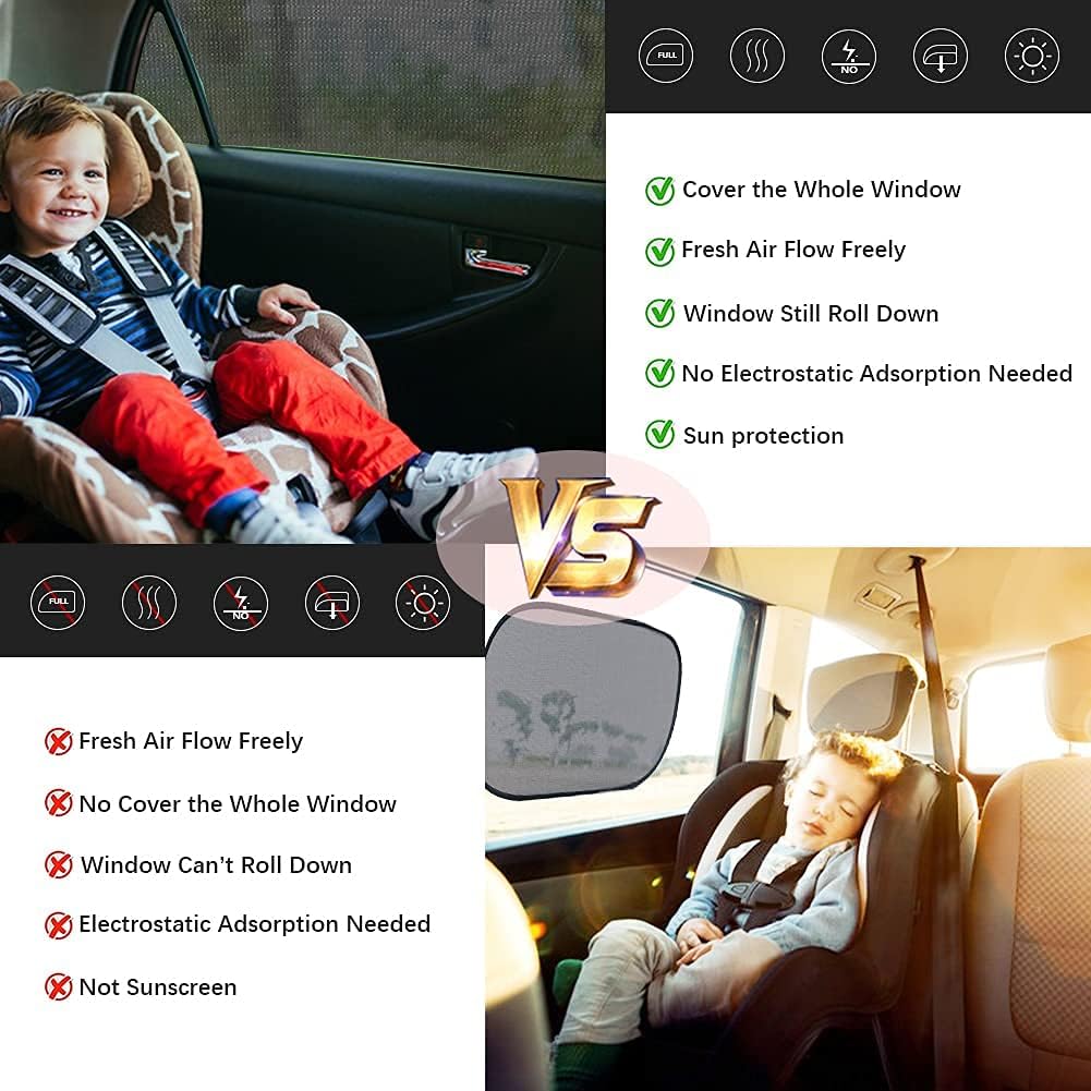 GOLDFLOWER Car Window Shade, 2 Pack Car Back Window Sun Shade, and Privacy Protect for Toddler Kids Baby Adult, Double Layer  (Medium 39"x19")