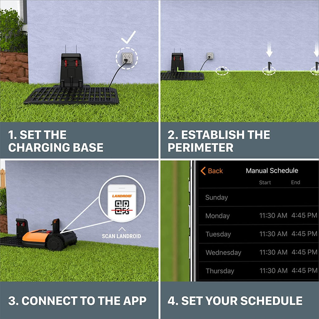 WORX WR155 20V Power Share LANDROID L 1/2-Acre Cordless Robotic Mower-6.0Ah Battery, Black and Orange