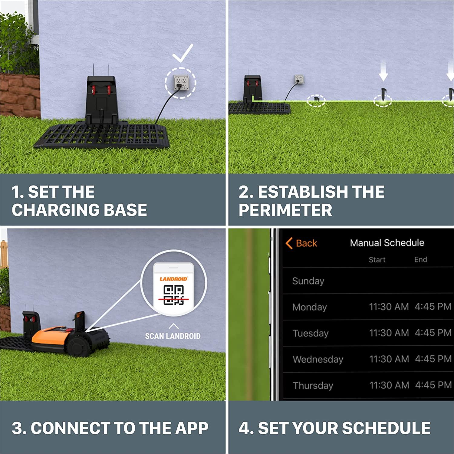WORX WR155 20V Power Share LANDROID L 1/2-Acre Cordless Robotic Mower-6.0Ah Battery, Black and Orange