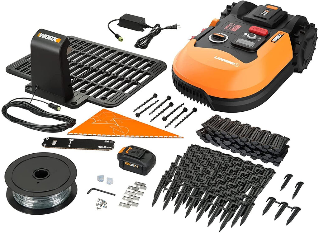WORX WR155 20V Power Share LANDROID L 1/2-Acre Cordless Robotic Mower-6.0Ah Battery, Black and Orange