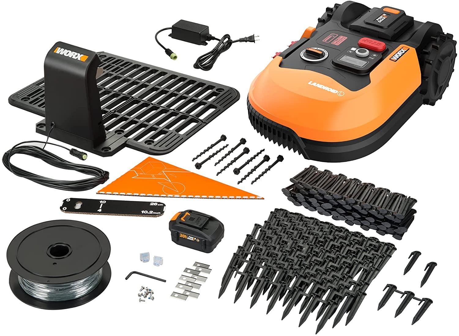 WORX WR155 20V Power Share LANDROID L 1/2-Acre Cordless Robotic Mower-6.0Ah Battery, Black and Orange