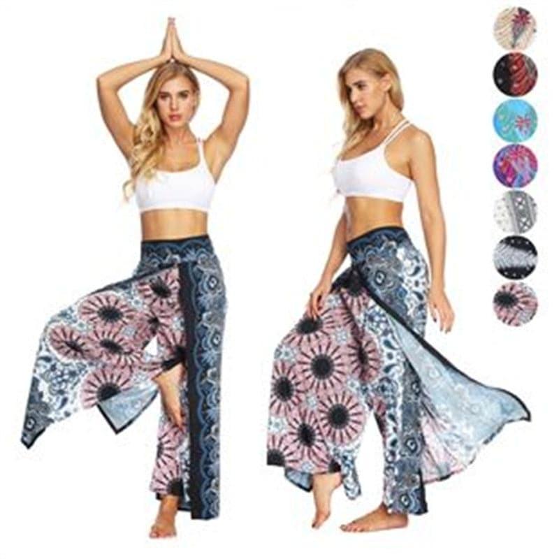yoga casual slit wide leg pants