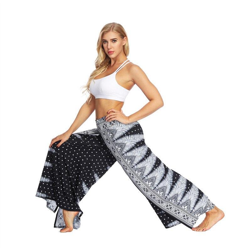 yoga casual slit wide leg pants