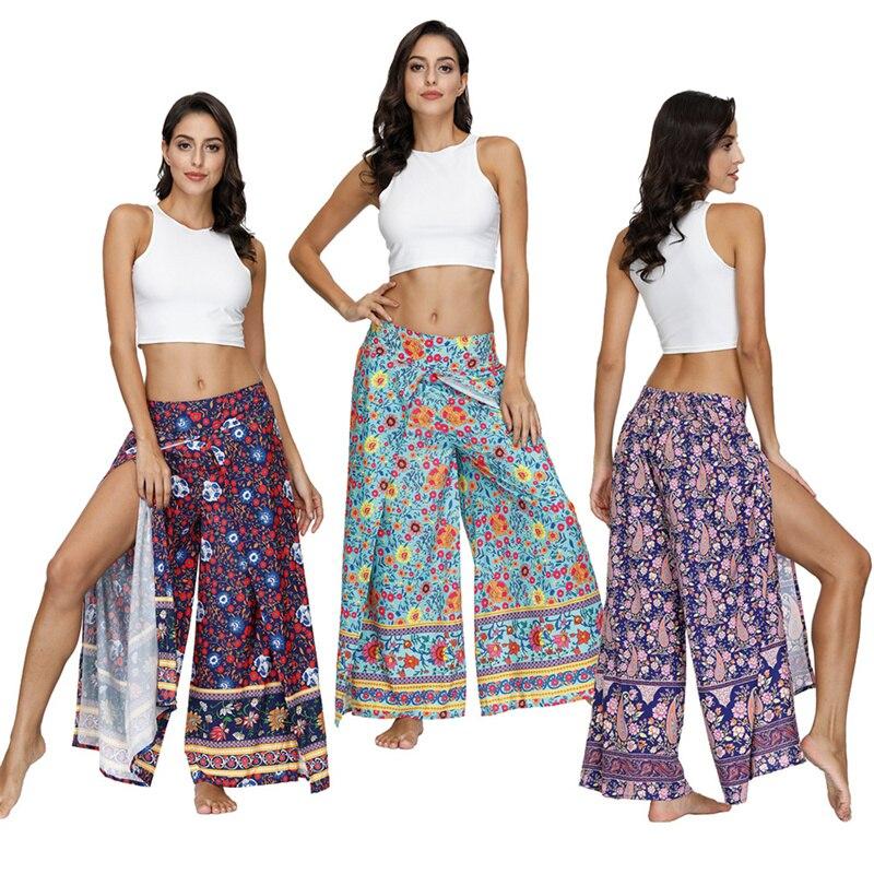 yoga casual slit wide leg pants