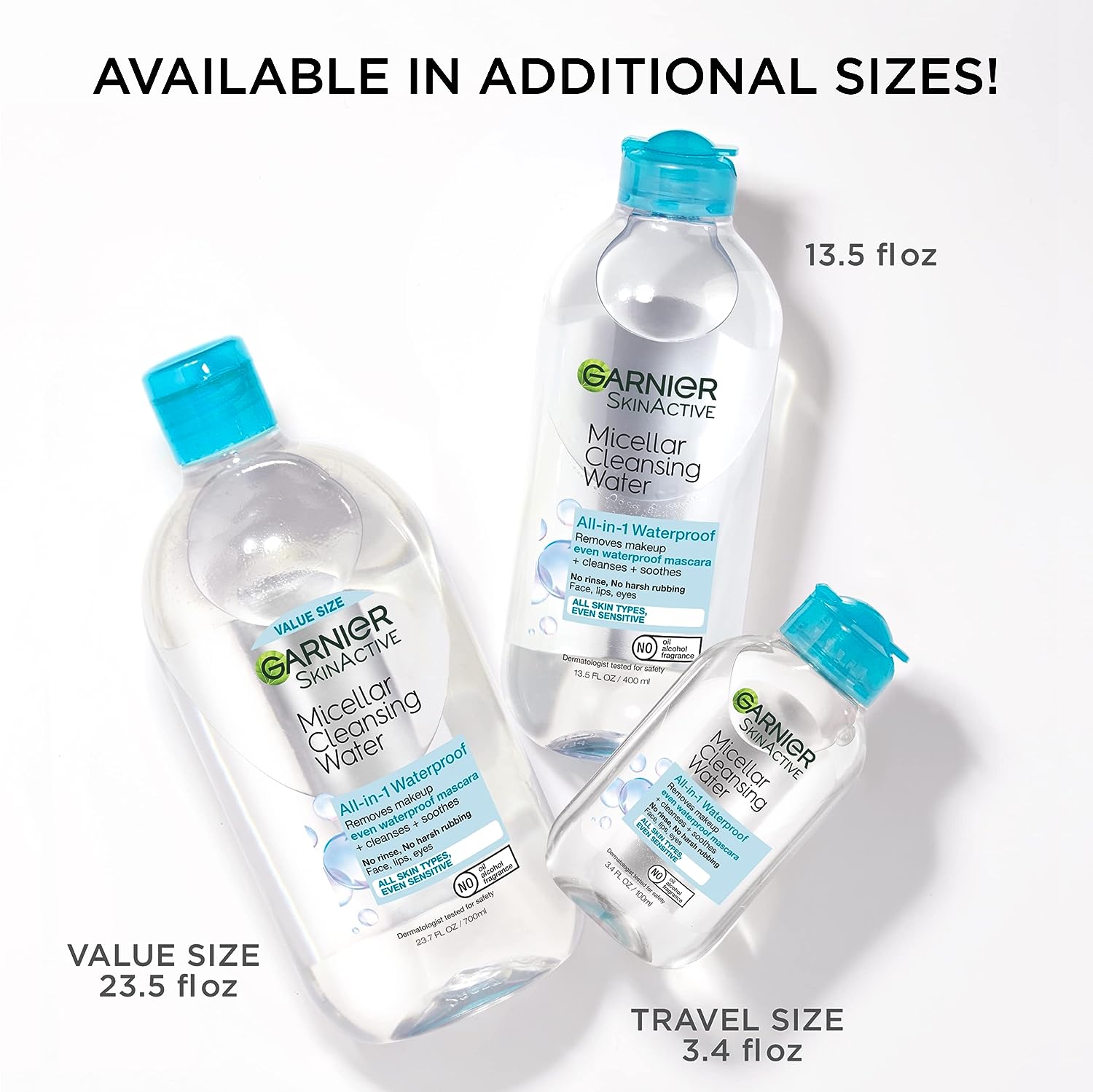 Garnier SkinActive Micellar Water For Waterproof Makeup, Facial Cleanser &amp; Makeup Remover, 13.5 Fl Oz (400mL), 1 Count (Packaging May Vary)