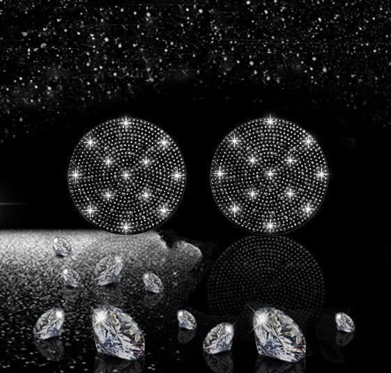 2pcs Bling Car Cup Holder Coaster, 2.75 inch Anti-Slip Shockproof Universal Fashion Vehicle Car Coasters Insert Bling Crystal Rhinestone Auto Automotive Interior Accessories for Women (2 pcs, Black)