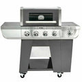 Deluxe  Steel Four-Burner Propane Gas Grill with Side Burner