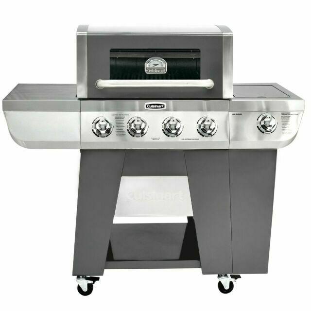 Deluxe  Steel Four-Burner Propane Gas Grill with Side Burner