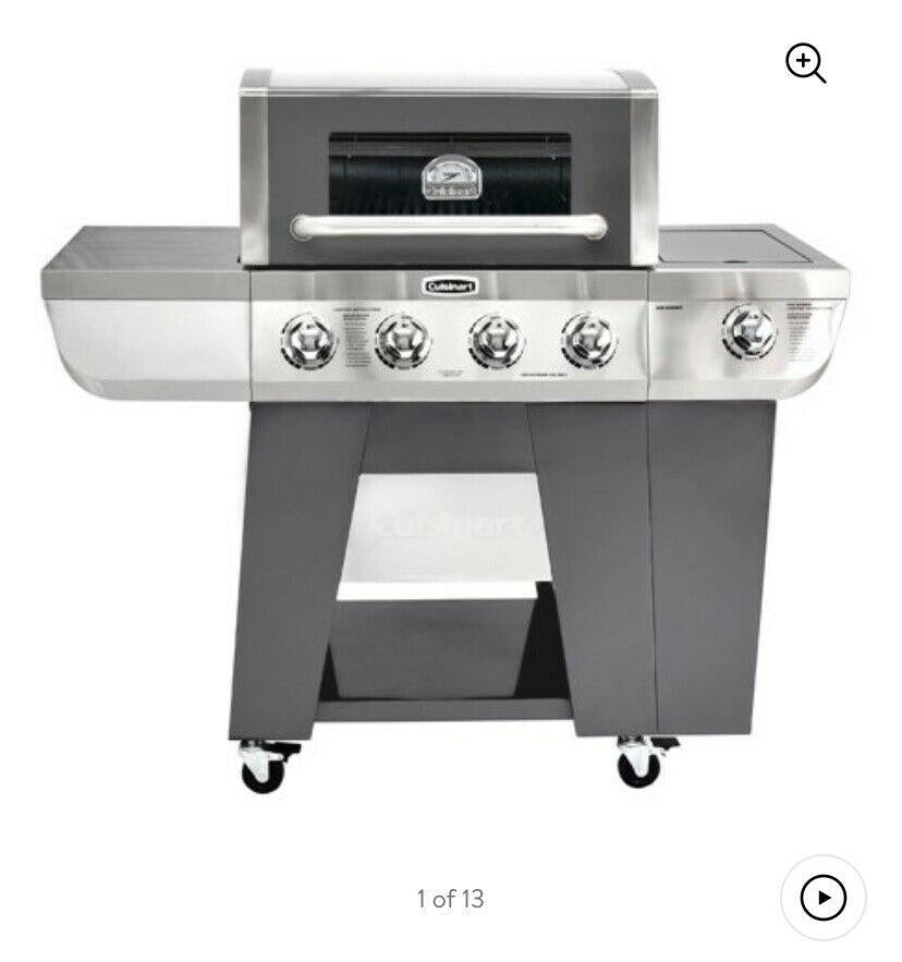 Deluxe  Steel Four-Burner Propane Gas Grill with Side Burner