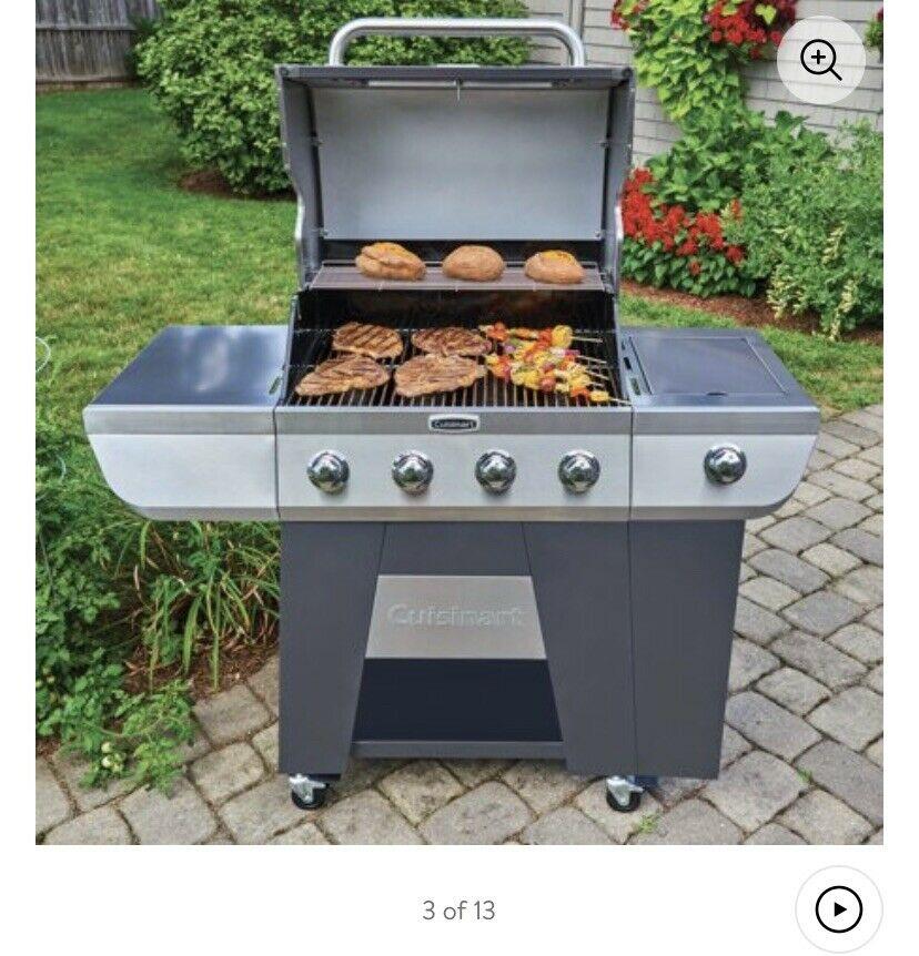 Deluxe  Steel Four-Burner Propane Gas Grill with Side Burner