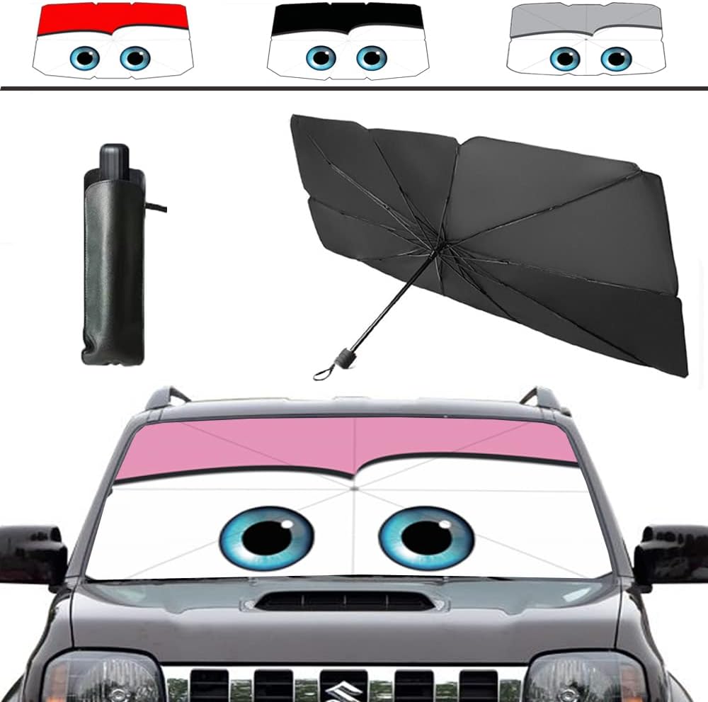 Coricha Windshield Sunshade Umbrella Brella Shade for Car Sun Shade Cover 31 * 57" As Seen on TV UV Block Front Window Heat Insulation Protection (Pink)