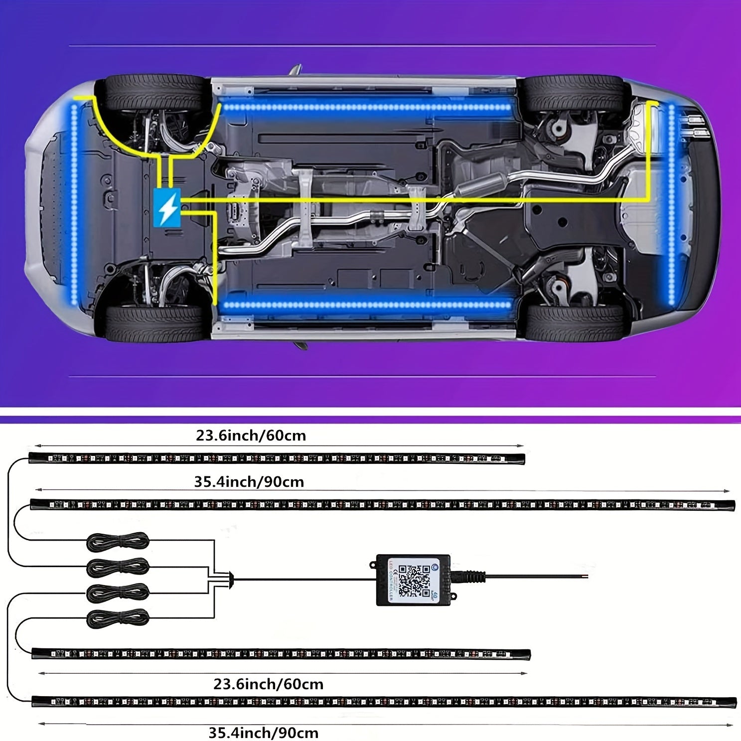 4pcs RGB Car Led Lights Bar,Car Led Lights With App, Music Mode Car Underglow Strip Lights, Waterproof Underglow LED Light Kit For SUVs,Trucks