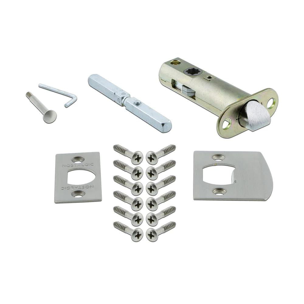 Victorian Plate 2-3/4 in. Backset Satin Nickel Privacy Bed/Bath Crystal Glass Door Knob