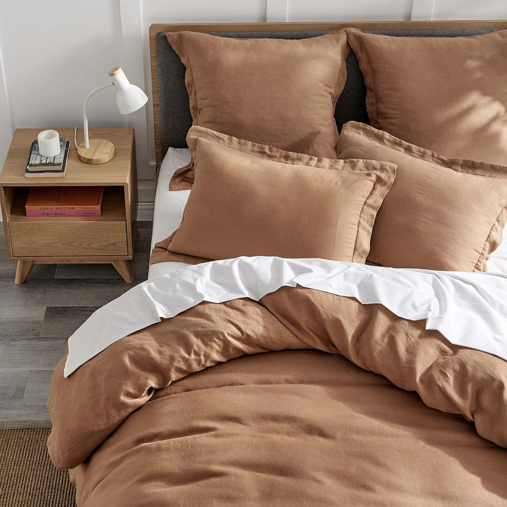 Levtex Home - Linen - Full/Queen Duvet Cover - Washed Linen in Sandstone - Duvet Cover Size (90 x 94in.)