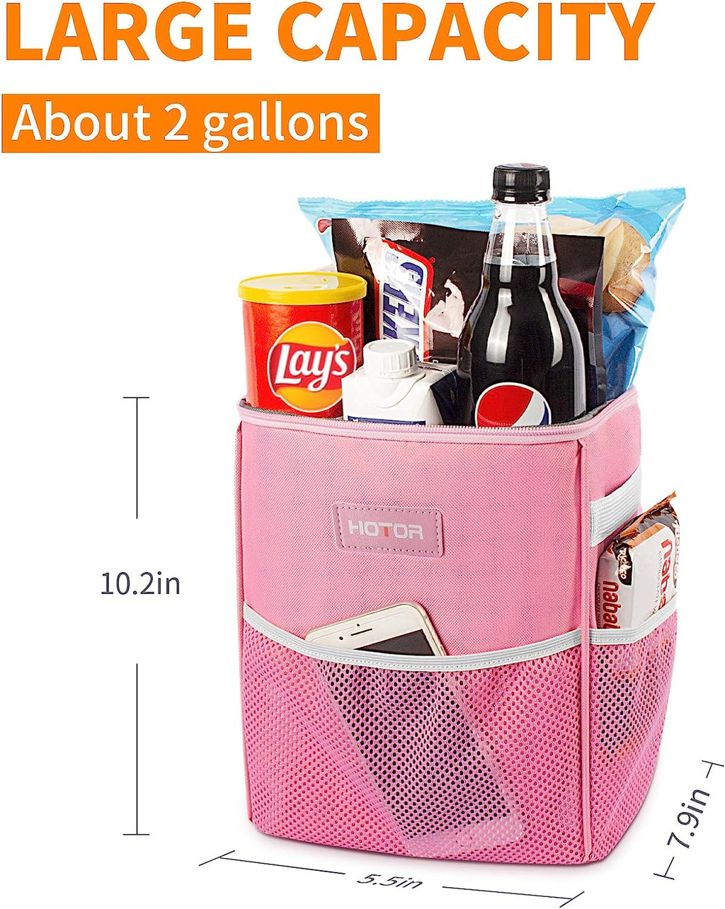 HOTOR Car Trash Can with Lid and Storage Pockets, 100% Leak-Proof Car Organizer, Waterproof Car Garbage Can, Multipurpose Trash Bin for Car - Pink
