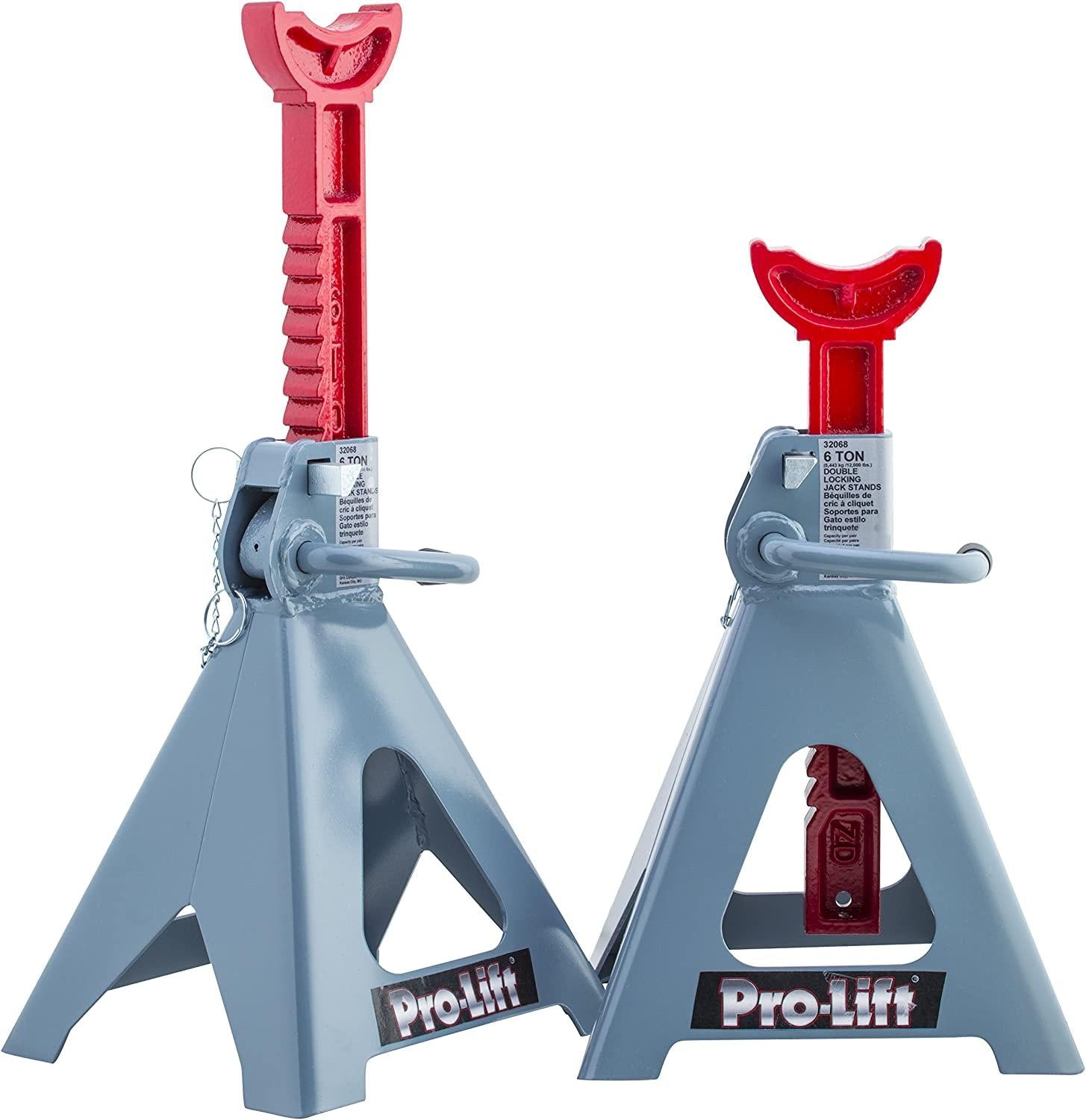 Pro-Lift Heavy Duty 6 Ton Jack Stands Pair - Double LocPins - Handle Lock and Mobility Pin for Auto Repair Shop with Extra Safety