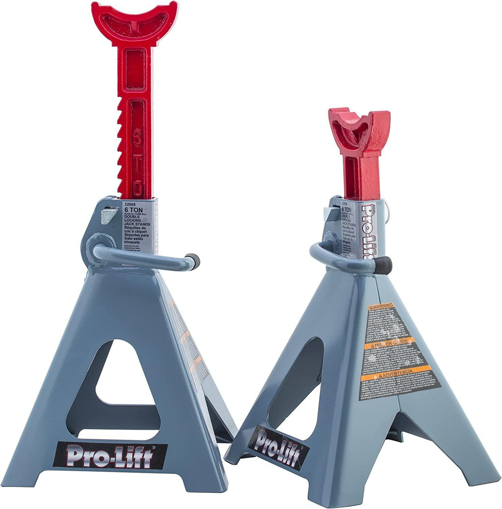Pro-Lift Heavy Duty 6 Ton Jack Stands Pair - Double LocPins - Handle Lock and Mobility Pin for Auto Repair Shop with Extra Safety