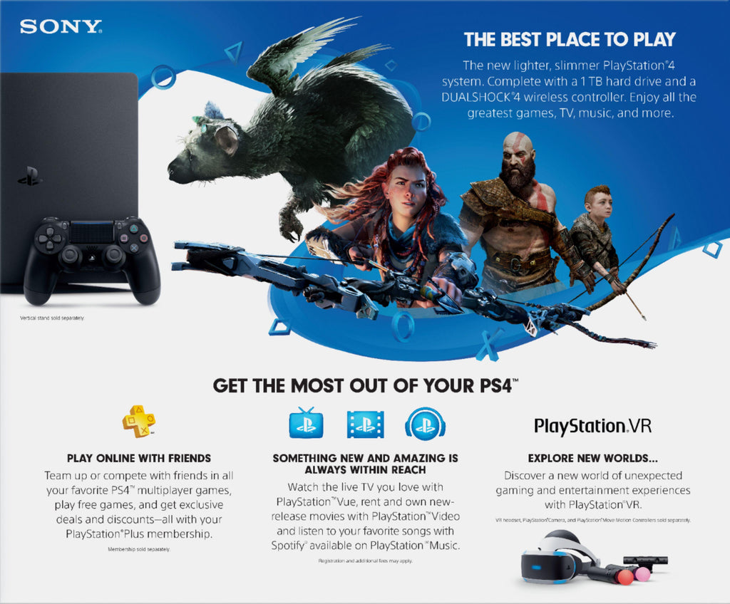 Sony PlayStation 4 | Black | 1TB Slim Gaming Console | Video Games | Brand New