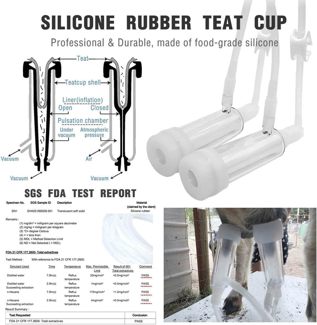 Hantop 12L Goat MilMachine (Pro) and Cow MilTeat Cup Replacement (Tube Included)