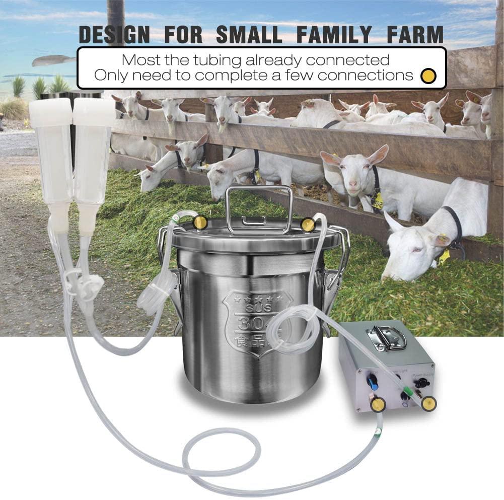Hantop 6L Goat MilMachine, Rechargeable Battery Powered Speed Adjustable Pulsating Vacuum Pump, 304  Steel Milk Bucket with Auto Stop Check Valve Goat Milker Machine (Pro Model)