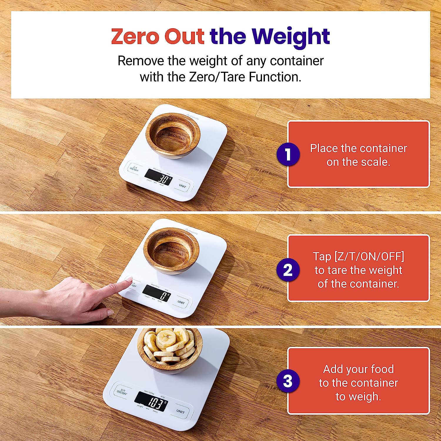 Etekcity Food Kitchen Scale, Digital Grams and Ounces for Weight Loss, Baking, Cooking, Keto and Meal Prep, Large, White