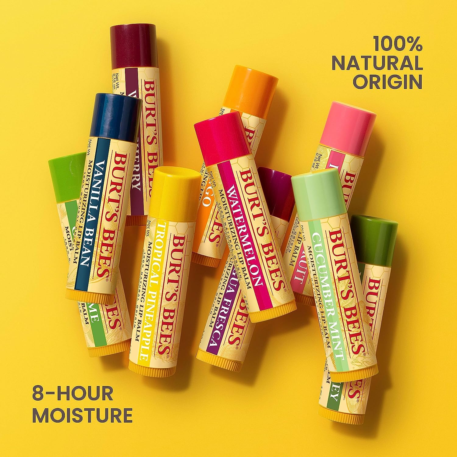 Burt's Bees Lip Balm, Moisturizing Lip Care, for All Day Hydration, 100% Natural, Original Beeswax with Vitamin E &amp; Peppermint Oil (4 Pack)