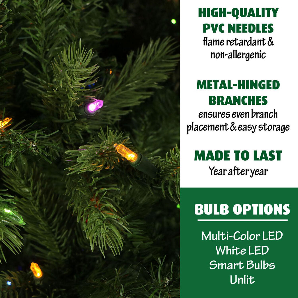 Fraser Hill Farm Multi-Color Prelit LED Green Foxtail Pine Artificial Christmas Tree, 9'