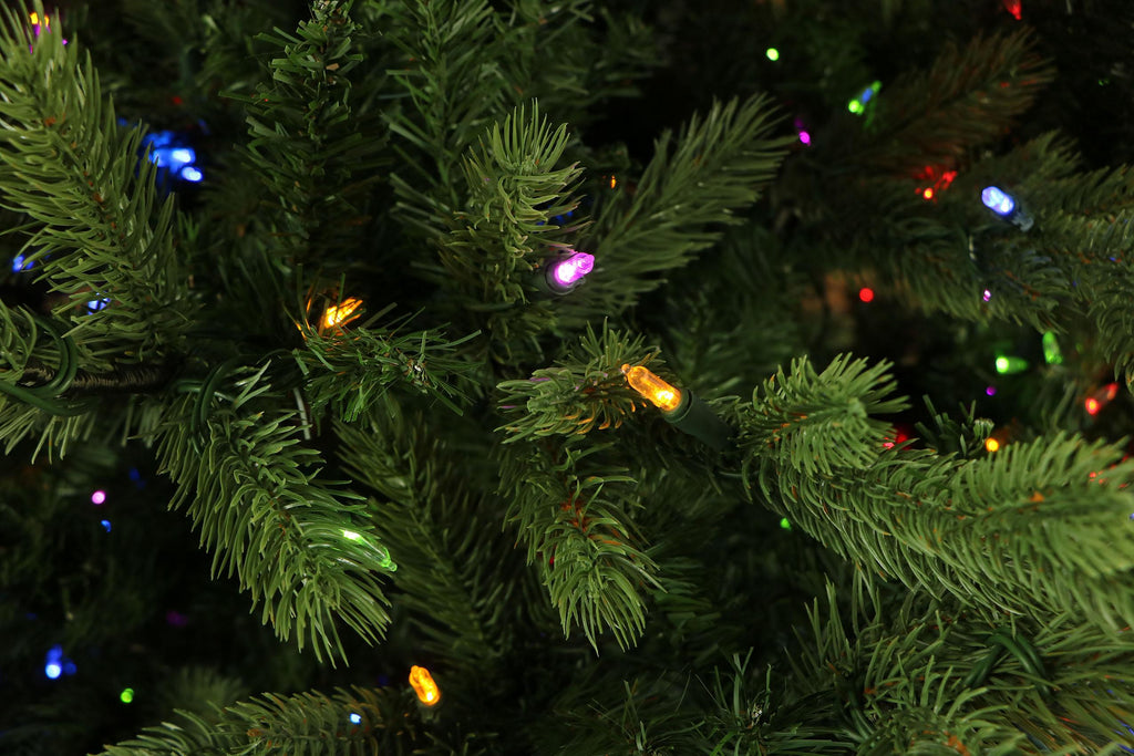 Fraser Hill Farm Multi-Color Prelit LED Green Foxtail Pine Artificial Christmas Tree, 9'