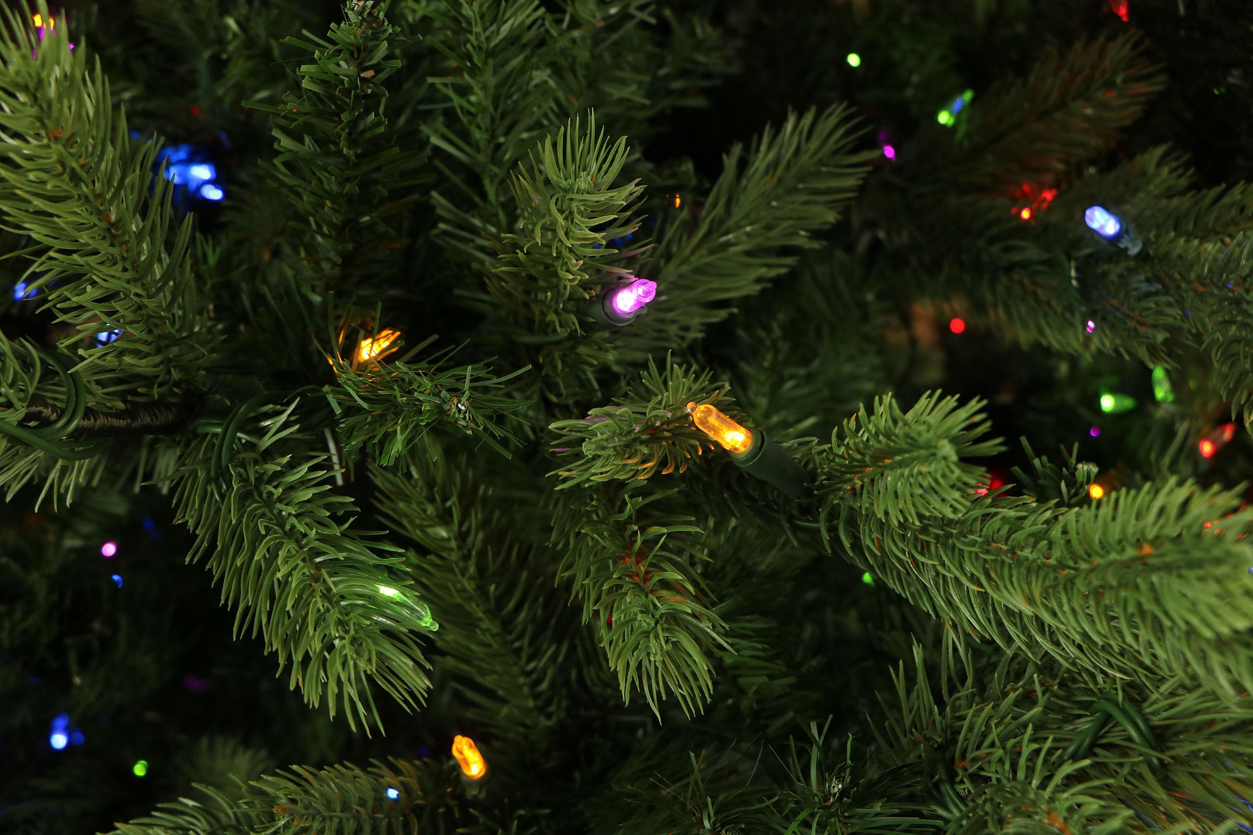 Fraser Hill Farm Multi-Color Prelit LED Green Foxtail Pine Artificial Christmas Tree, 9'