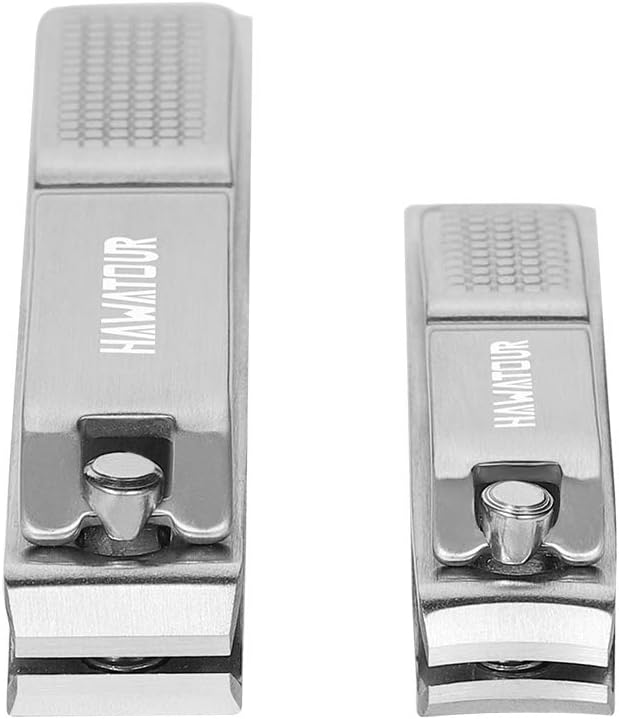 Nail Clippers Set, Ultra Sharp Sturdy Fingernail and Toenail Clipper Cutters with Visibly Tin Case by HAWATOUR - Stainless Steel