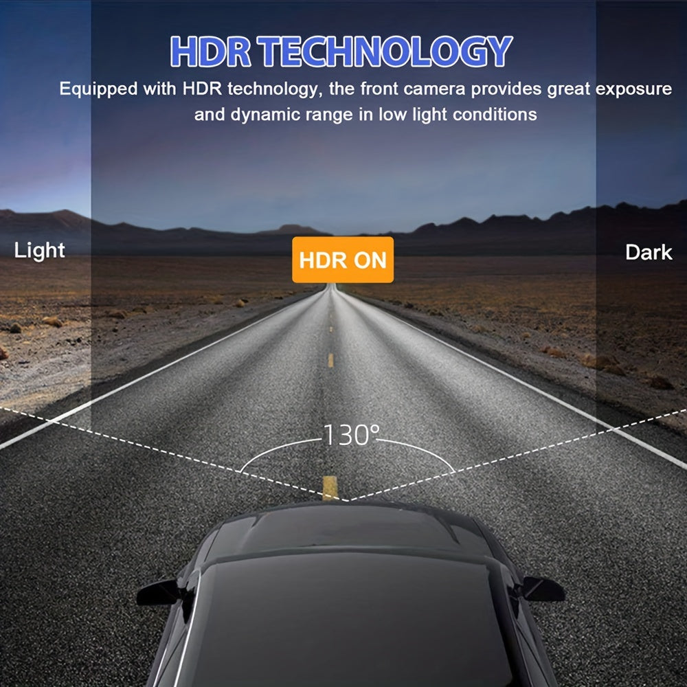 1080P Car Dash Cam 2 Camera Cycle Recording Video Recorder, Front And Inside View Camera, ParMonitor, Reverse Camera, Infrared Night Vision