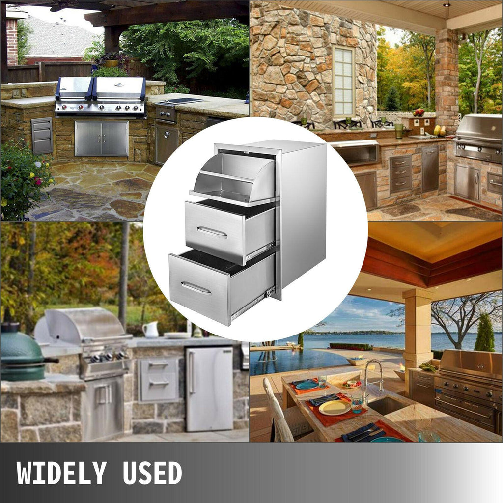 30"X17" Outdoor Kitchen/ BBQ Island Drawer  Steel Triple StoraDrawer